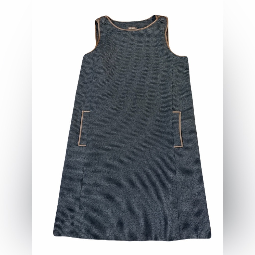 J. McLaughlin sleeveless shift dress featuring faux leather size L Gray/black